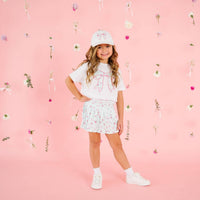 Sky Blue Floral Bow Patch Baseball Hat - Hair Accessories