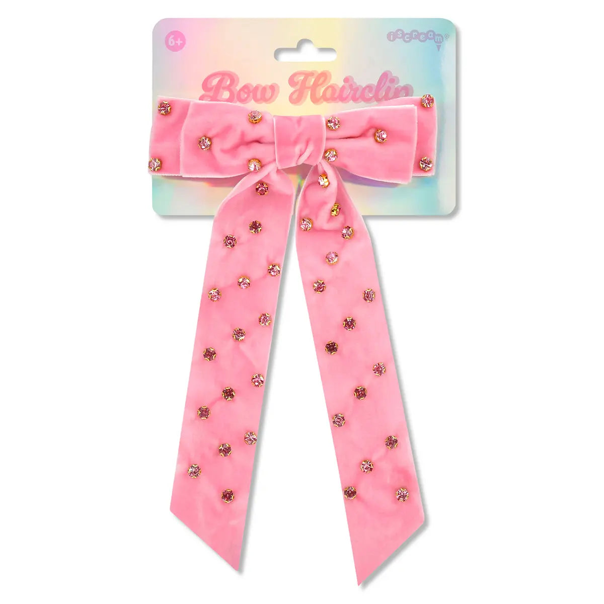 Iscream Pink Rhinestone Bow Hair Clip