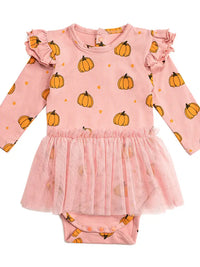 Sweet Wink Pumpkin Blush Long Sleeve Tutu Bodysuit