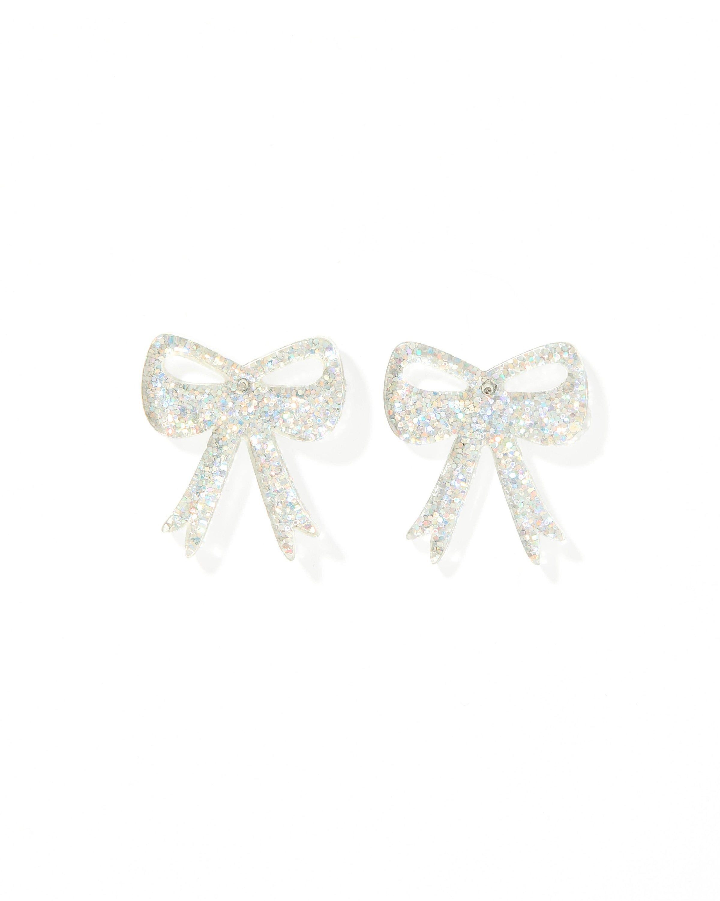 Sophia Bow Earrings - Iridescent Glitter