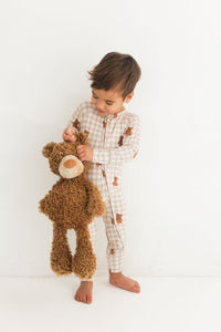 In My Jammers Teddy Gingham Zipper Romper