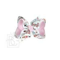Layered Christmas Nutcracker Pastel Bow on Alligator Clip: Light Pink / 5.5" Huge