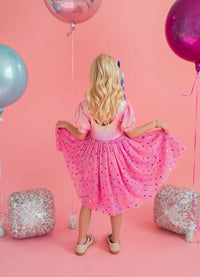 Diana Dress in Pink Confetti Lamé
