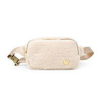 Fuzzy Belt Bag w/ Heart for Kids: Beige