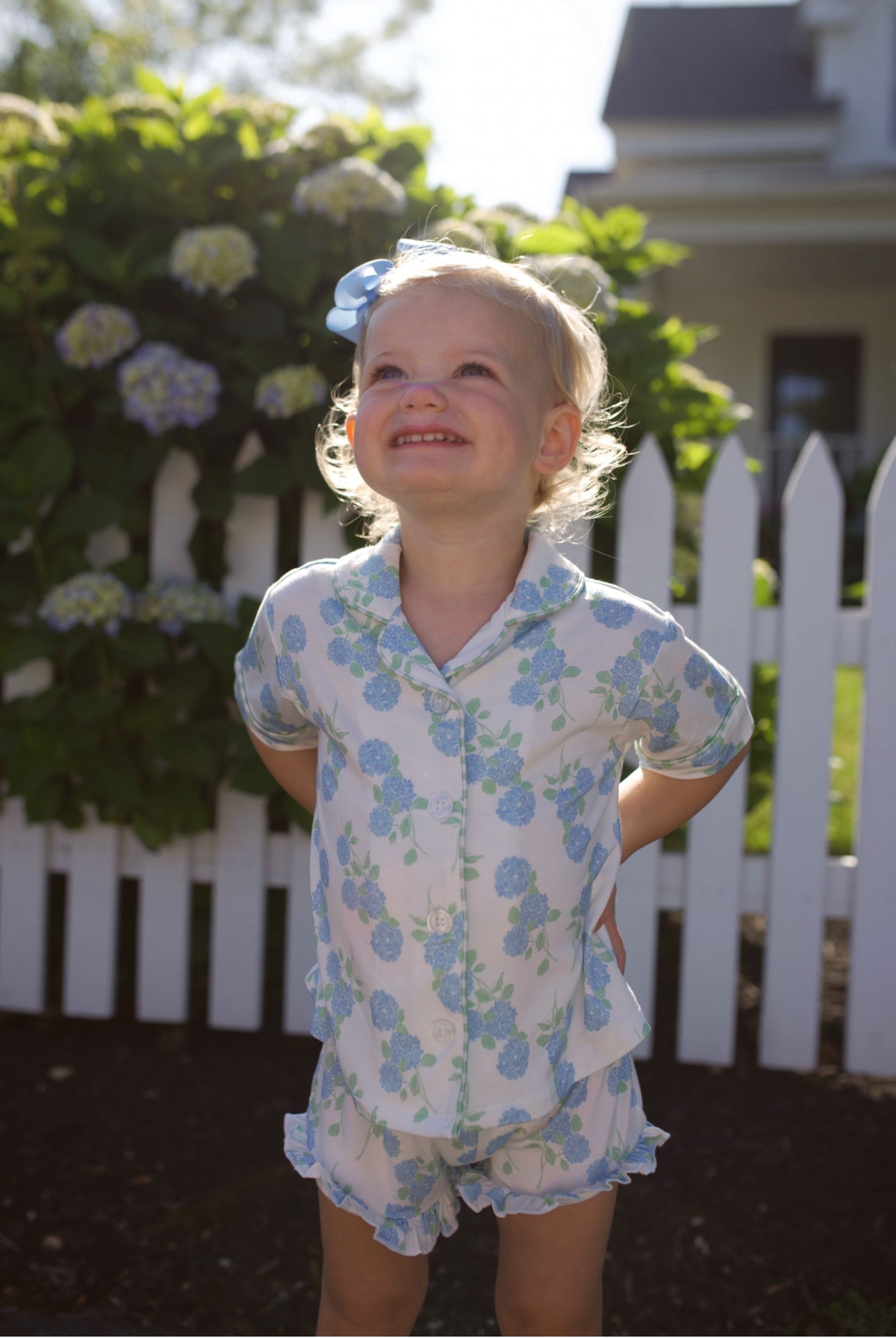 In My Jammers East Coast Hydrangeas Kids Button Up Short Set IMJ x Caitlin Covington