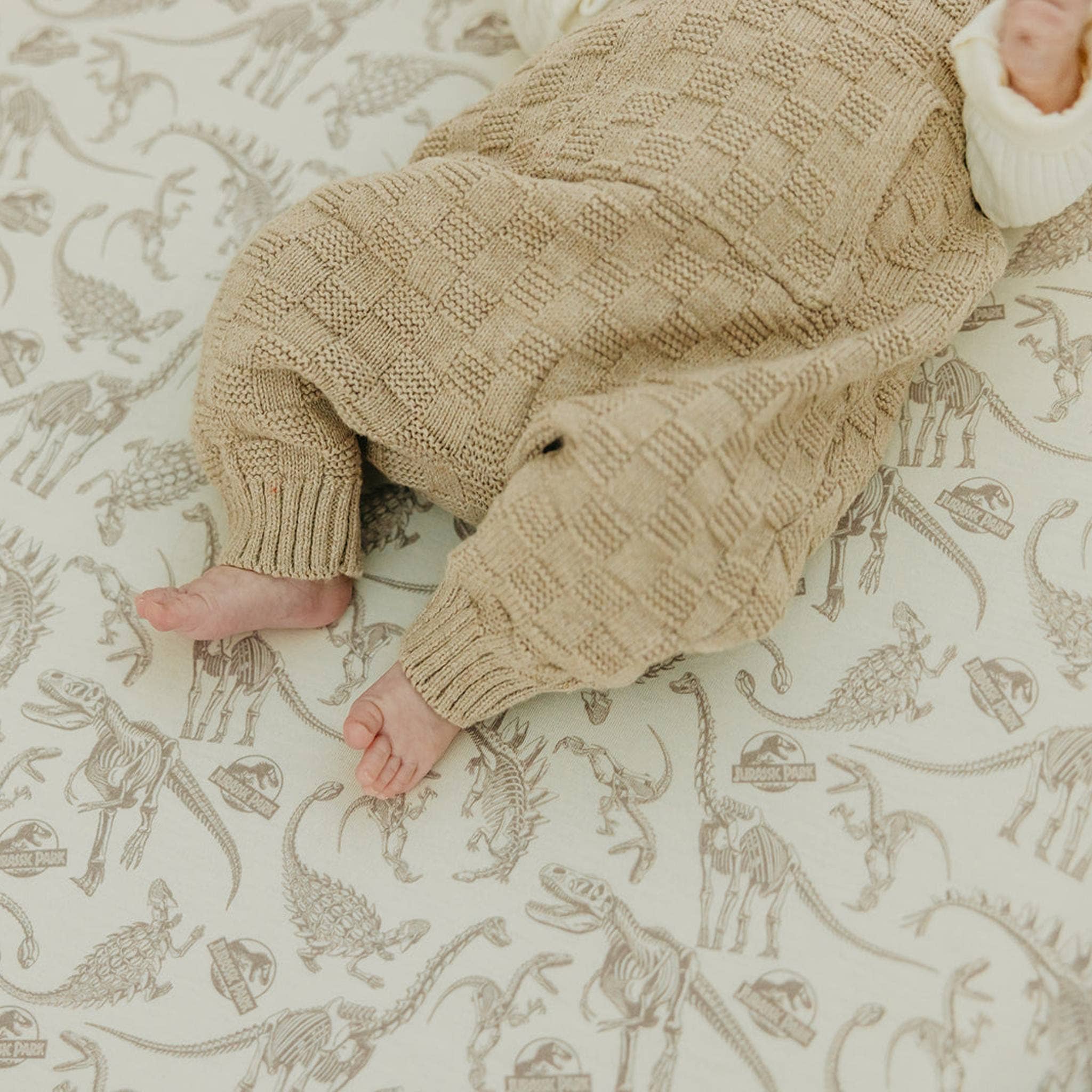 Copper Pearl Premium Knit Fitted Crib Sheet | Jurassic Park Fossils