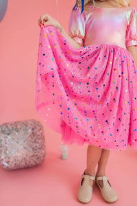 Diana Dress in Pink Confetti Lamé