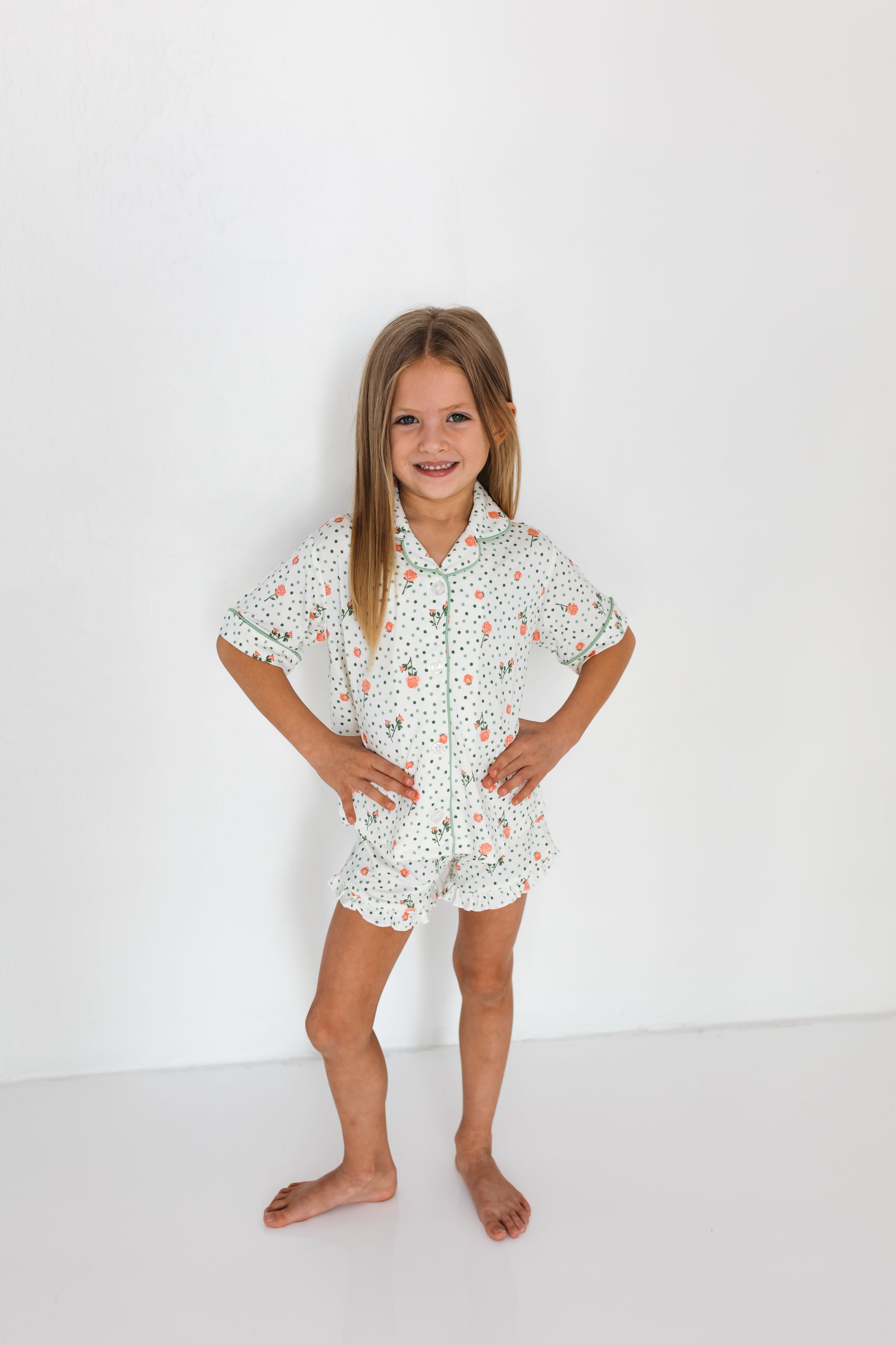 In My Jammers Quinn Floral Kids Button Up Short Set