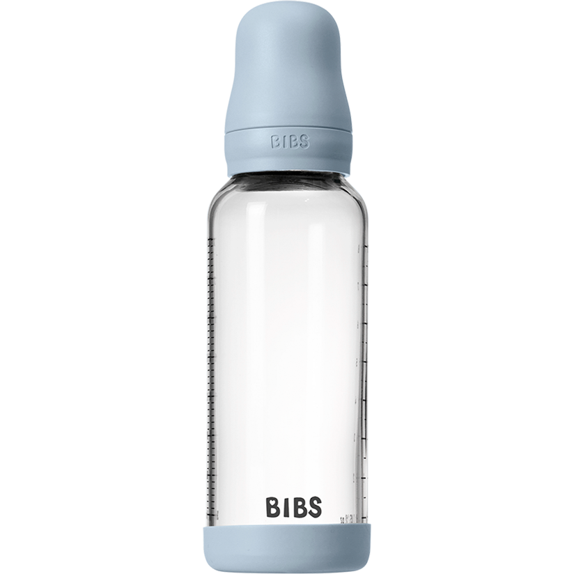 BIBS Baby Glass Bottle Set 8oz Latex | Baby Blue