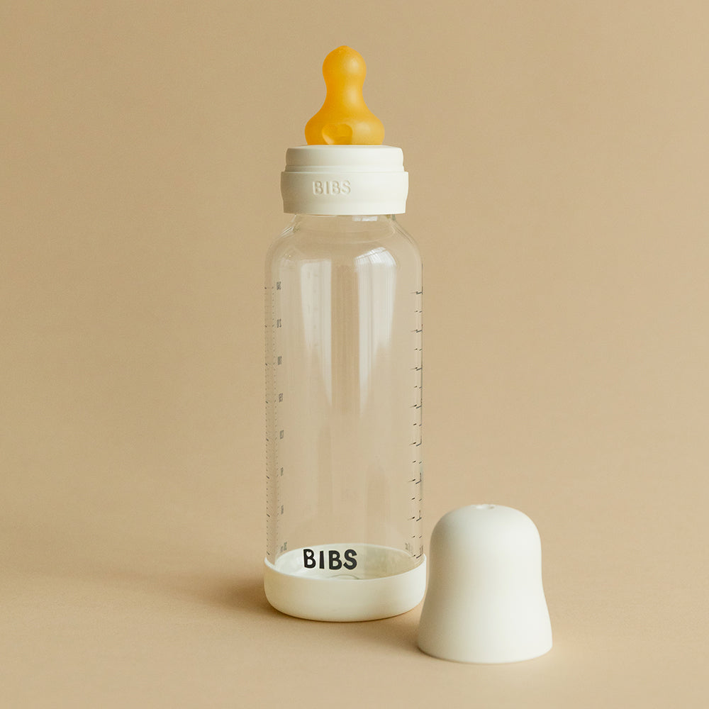 BIBS Baby Glass Bottle Set 8oz Latex | Baby Blue