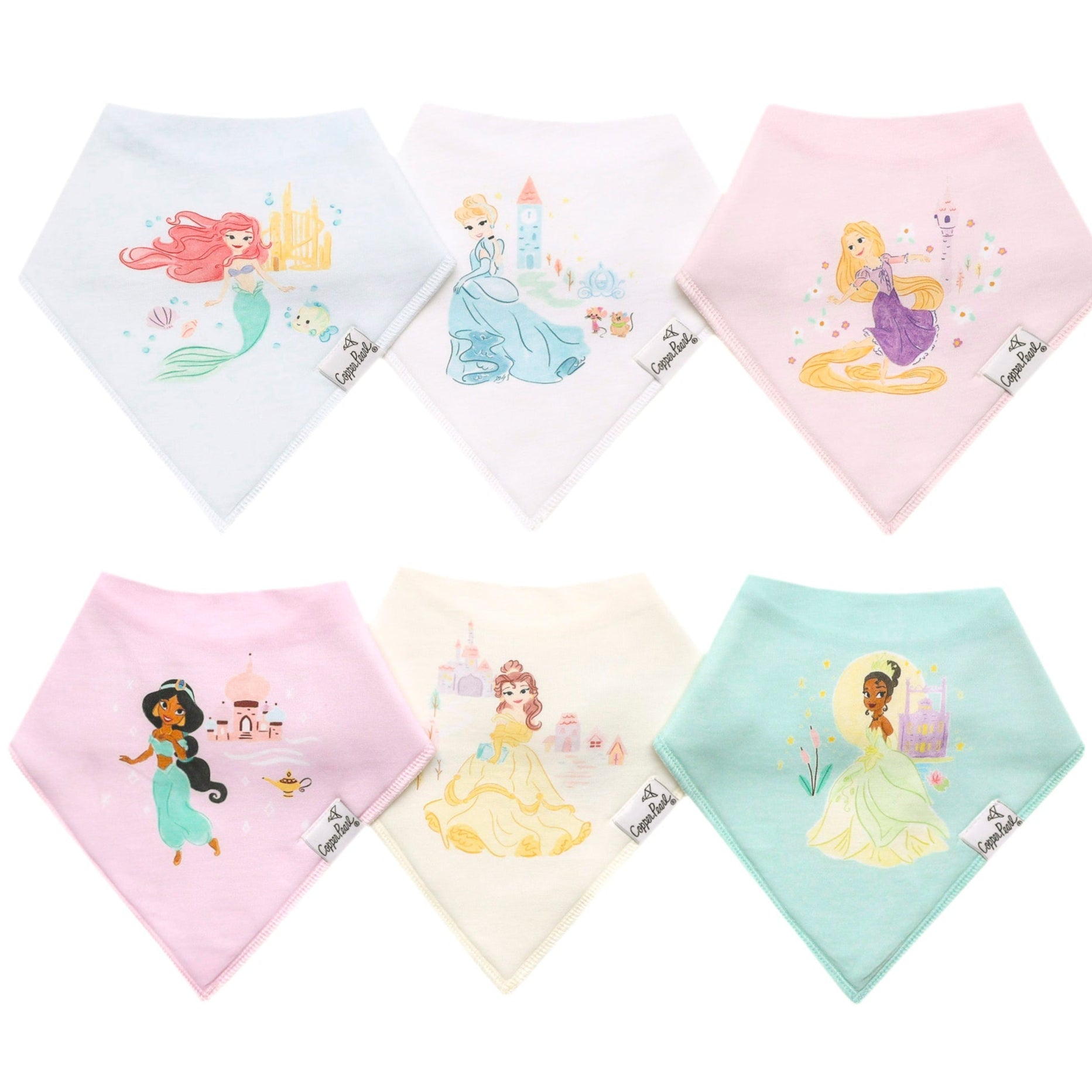 Copper Pearl Baby Bandana Bibs | Disney Princess 6-Pack