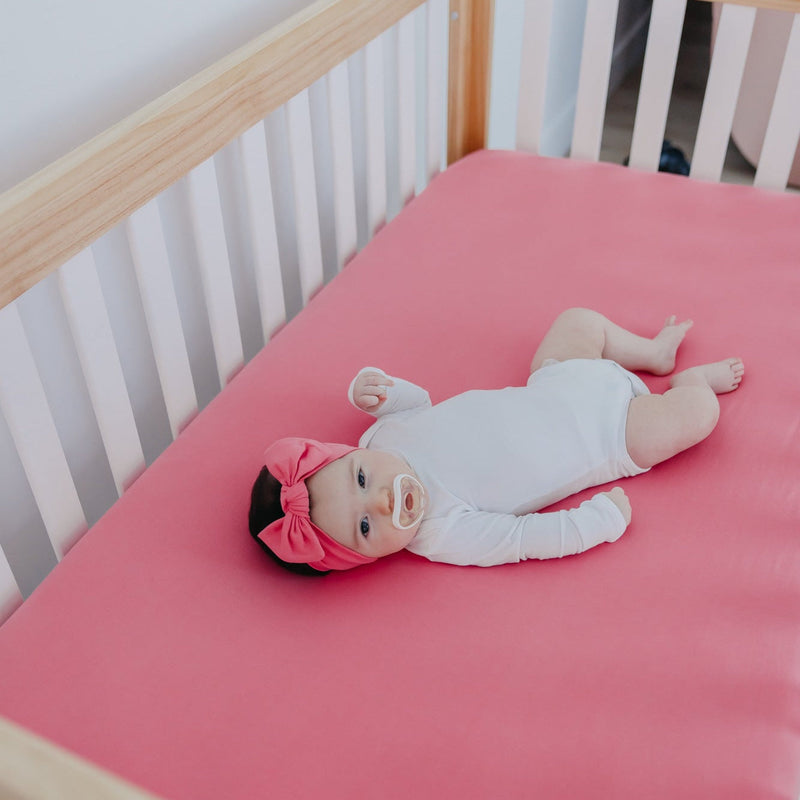 Copper Pearl Premium Knit Fitted Crib Sheet | Flamingo