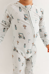 In My Jammers Blue Golf Zipper Romper