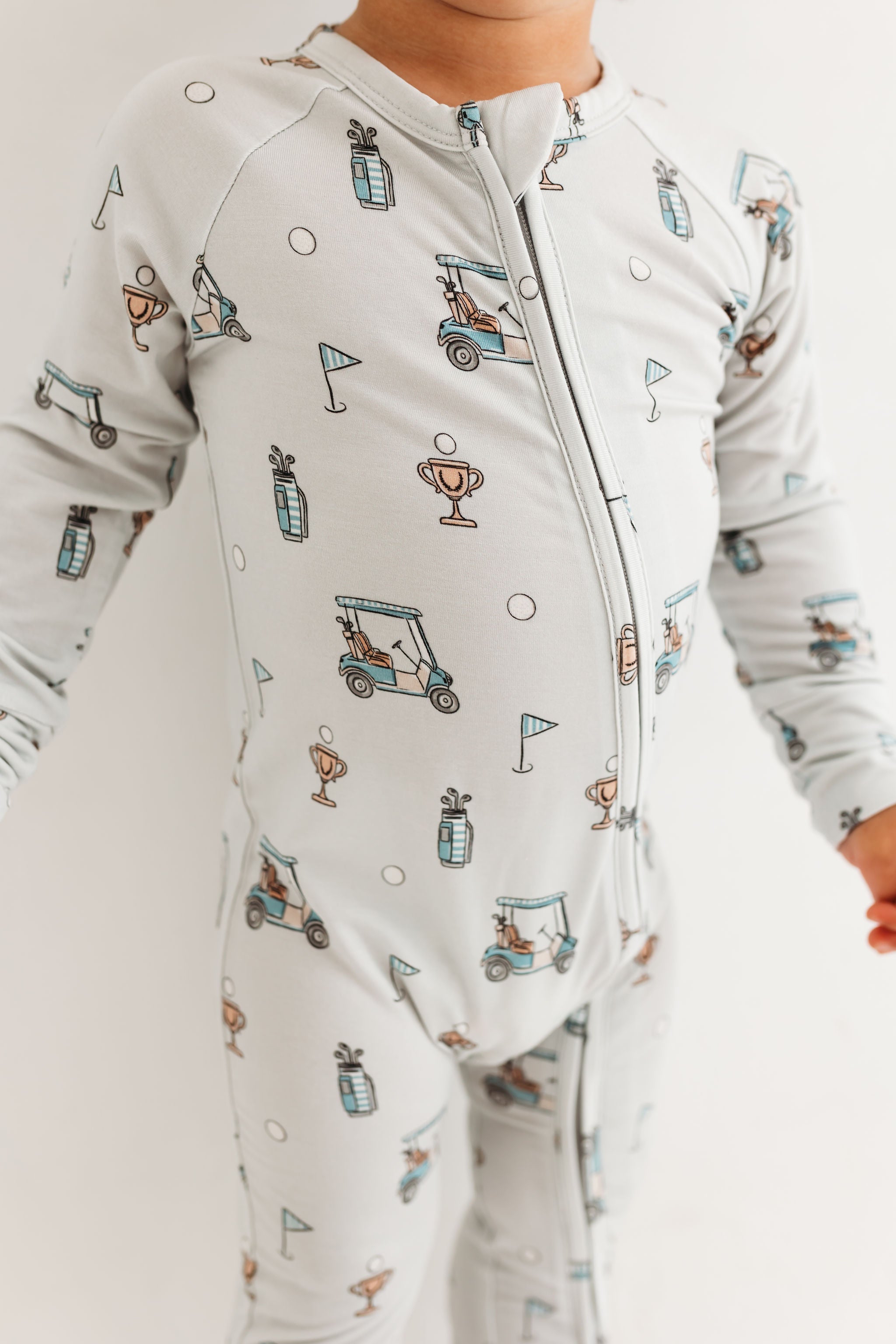 In My Jammers Blue Golf Zipper Romper