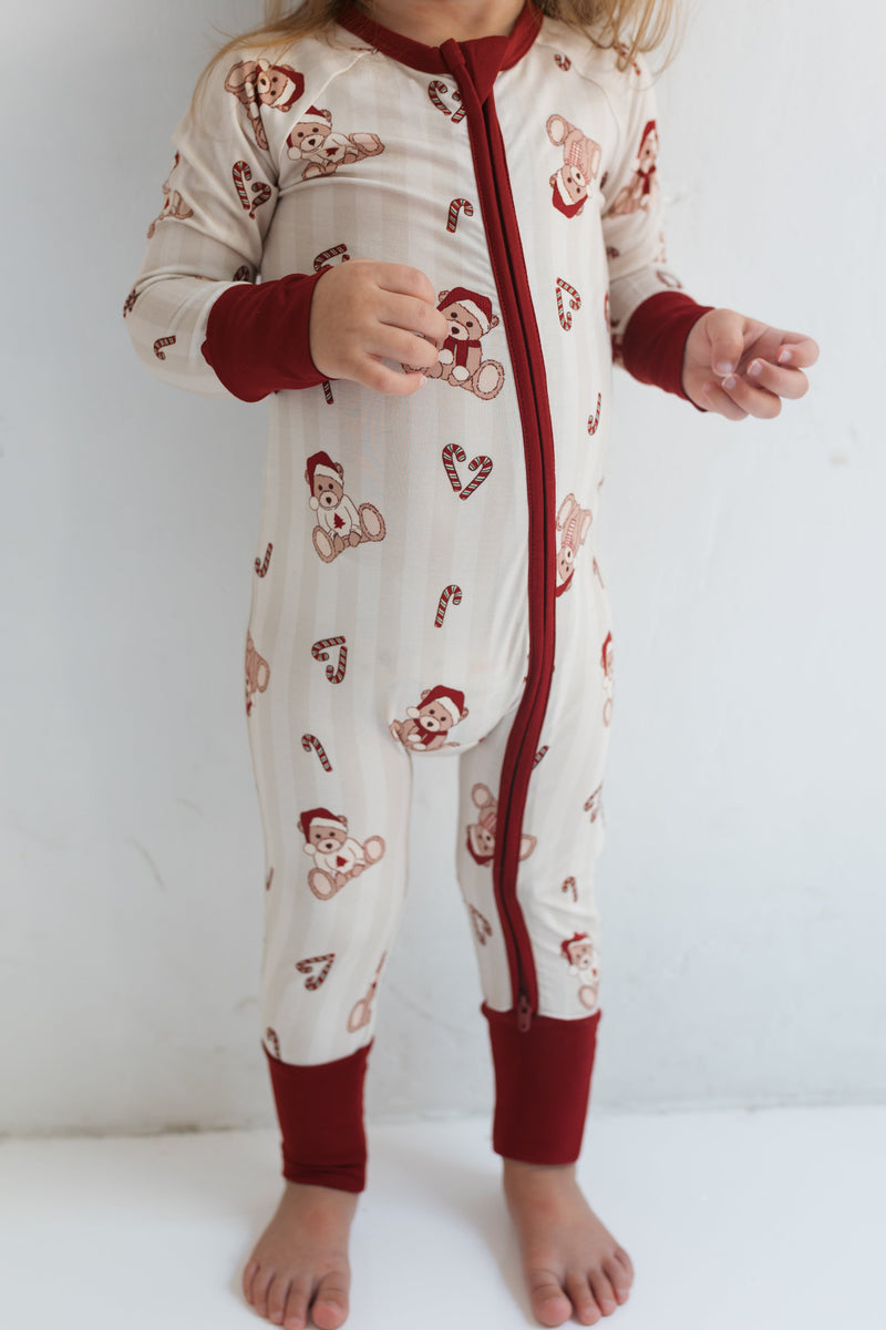 In My Jammers Bear-y Merry Zipper Romper
