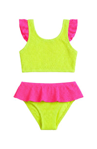 Limeapple Daisy Toddler Crinkle Ruffle Bikini | Lime