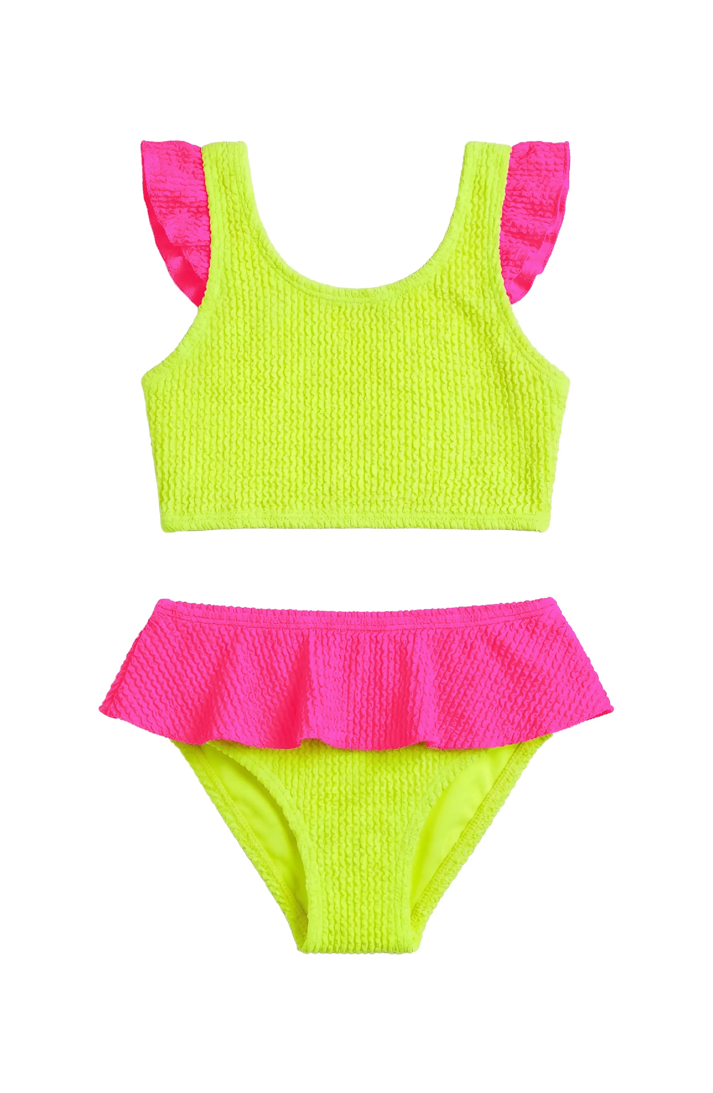 Limeapple Daisy Toddler Crinkle Ruffle Bikini | Lime