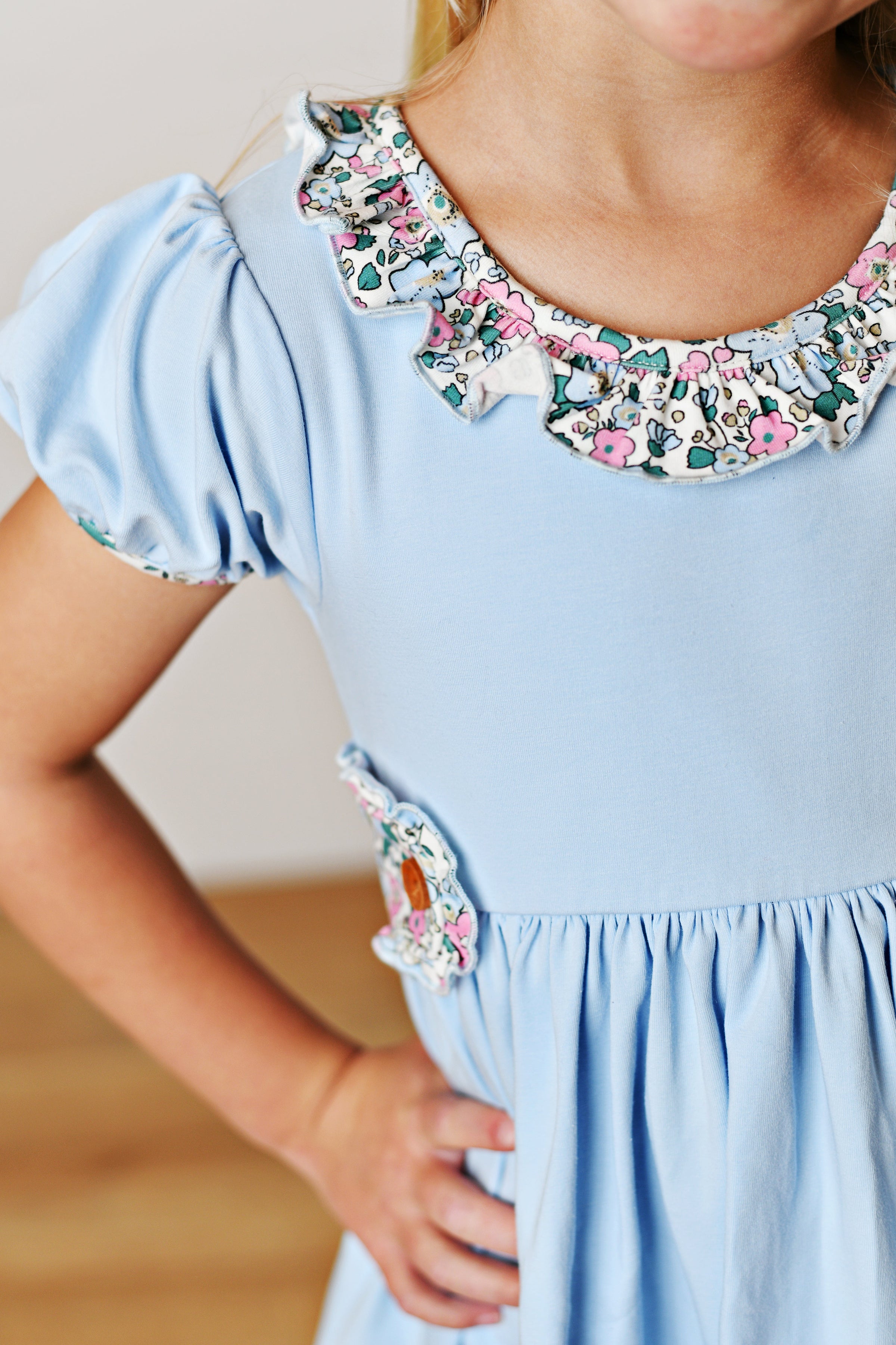 Swoon  Blue Floral Tab Dress