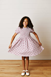 Swoon Ditsy Plum Smocked Dress
