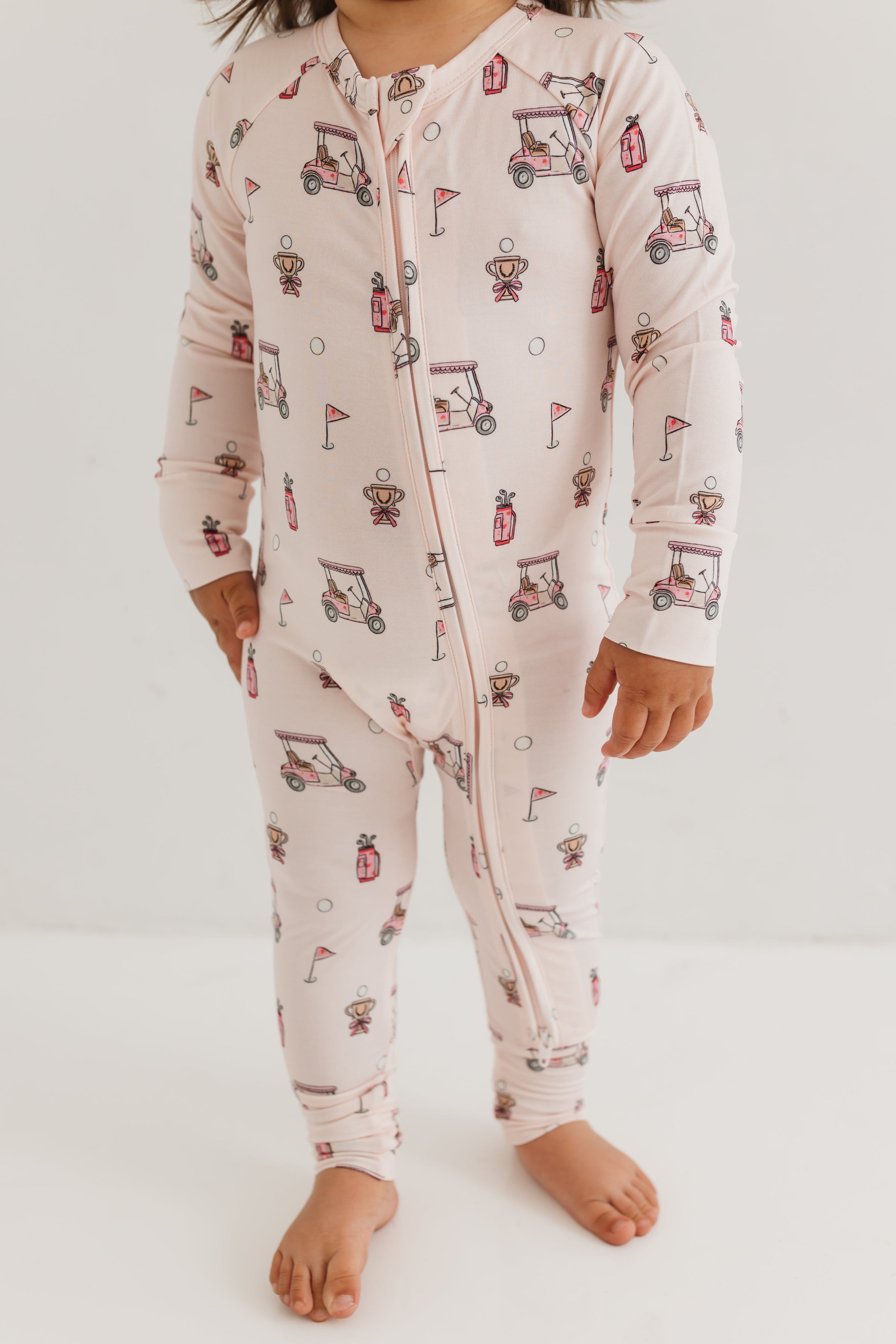 In My Jammers Pink Golf Zipper Romper