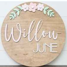 Sugar + Maple Round Sign | Flower