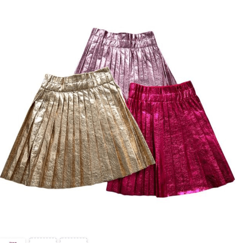 Lola + The Boys Foil Pleated Skirt