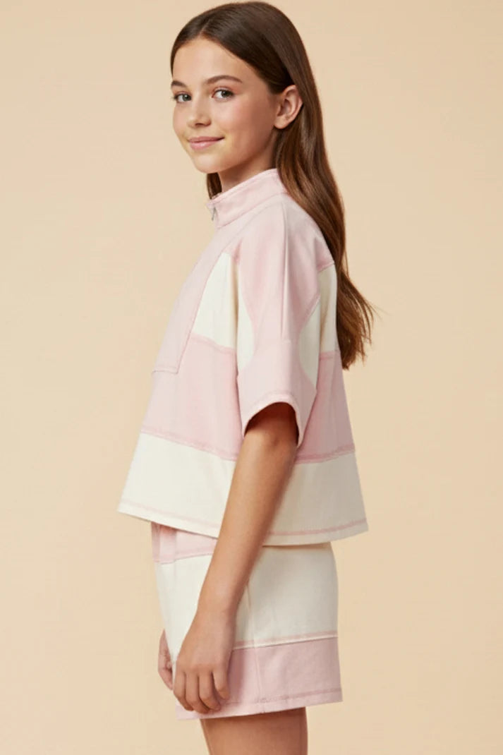 Hayden Girls Color Block Half Zip Top