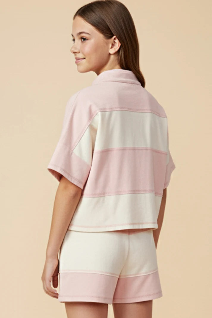 Hayden Girls Color Block Half Zip Top