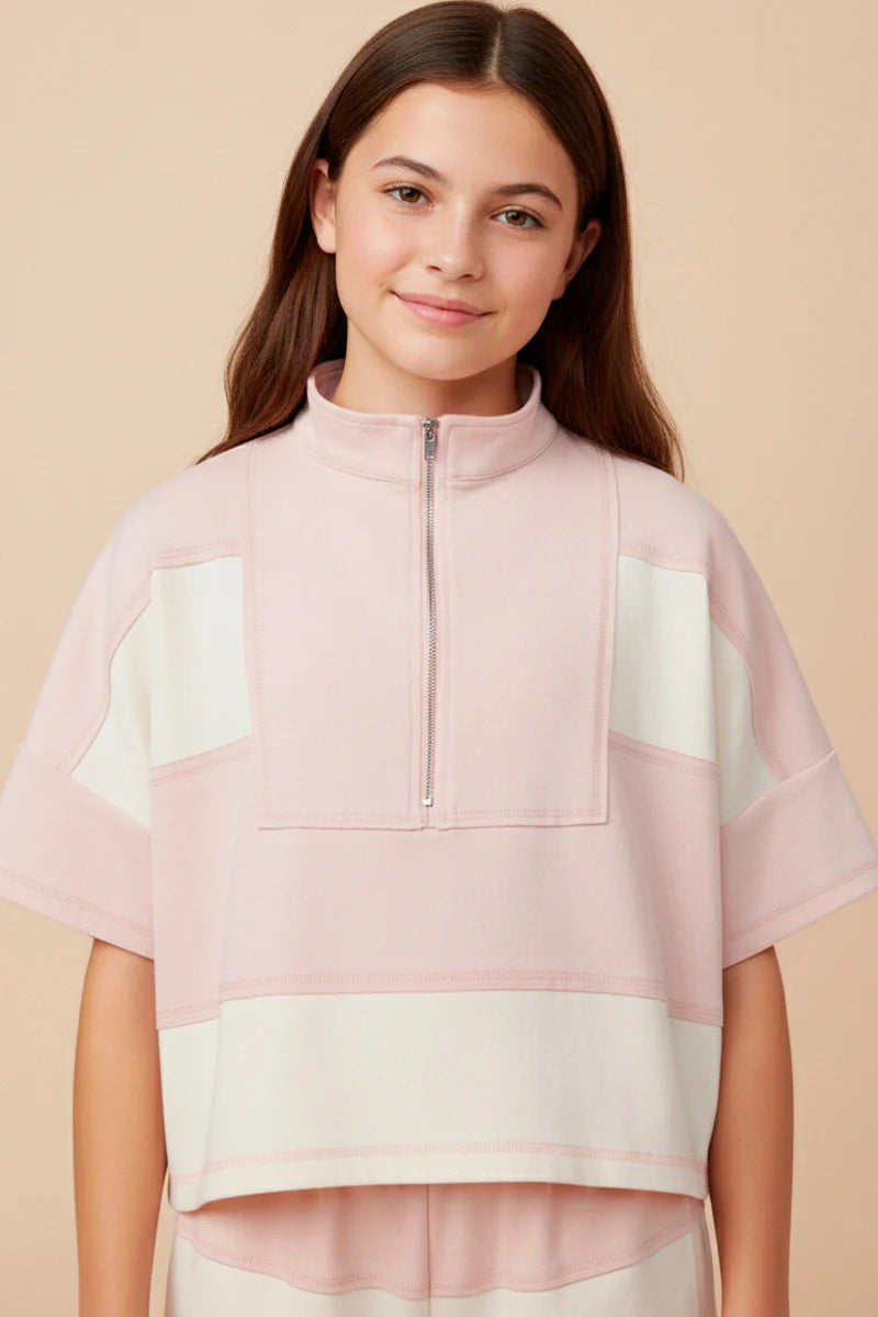 Hayden Girls Color Block Half Zip Top