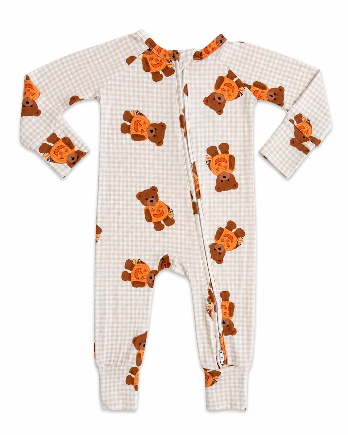 In My Jammers Zipper Romper | Gingham Little Boo Bear