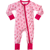In My Jammers Little Pink Bow Zipper Romper