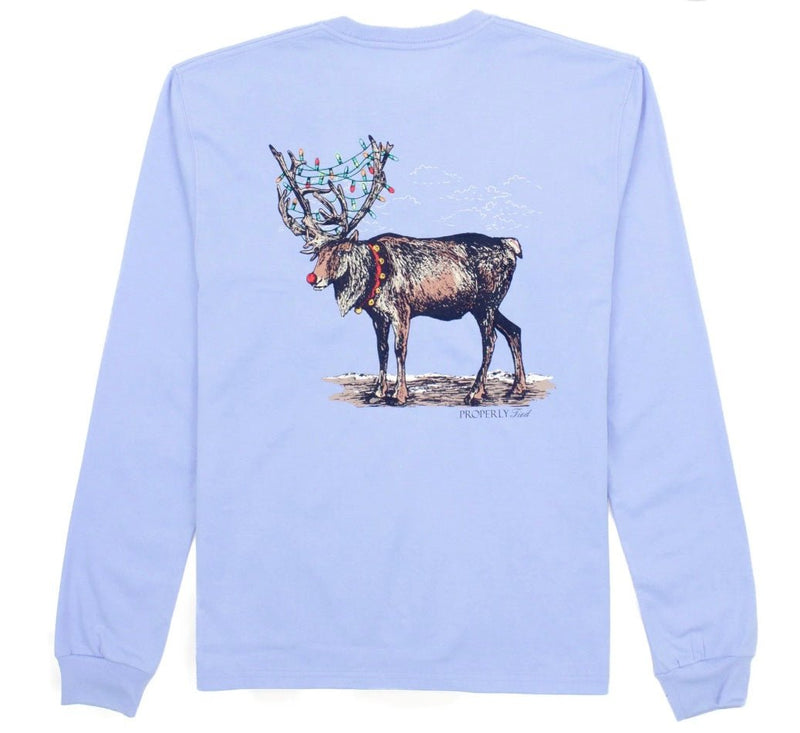 Properly Tied Baby Reindeer Long Sleeve | Light Blue - Baby Biz
