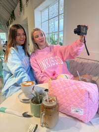 Sunkissed Coconut Lottie Pink Varsity Sunkissed Embroidered Mockneck Sweatshirt 100% Cotton