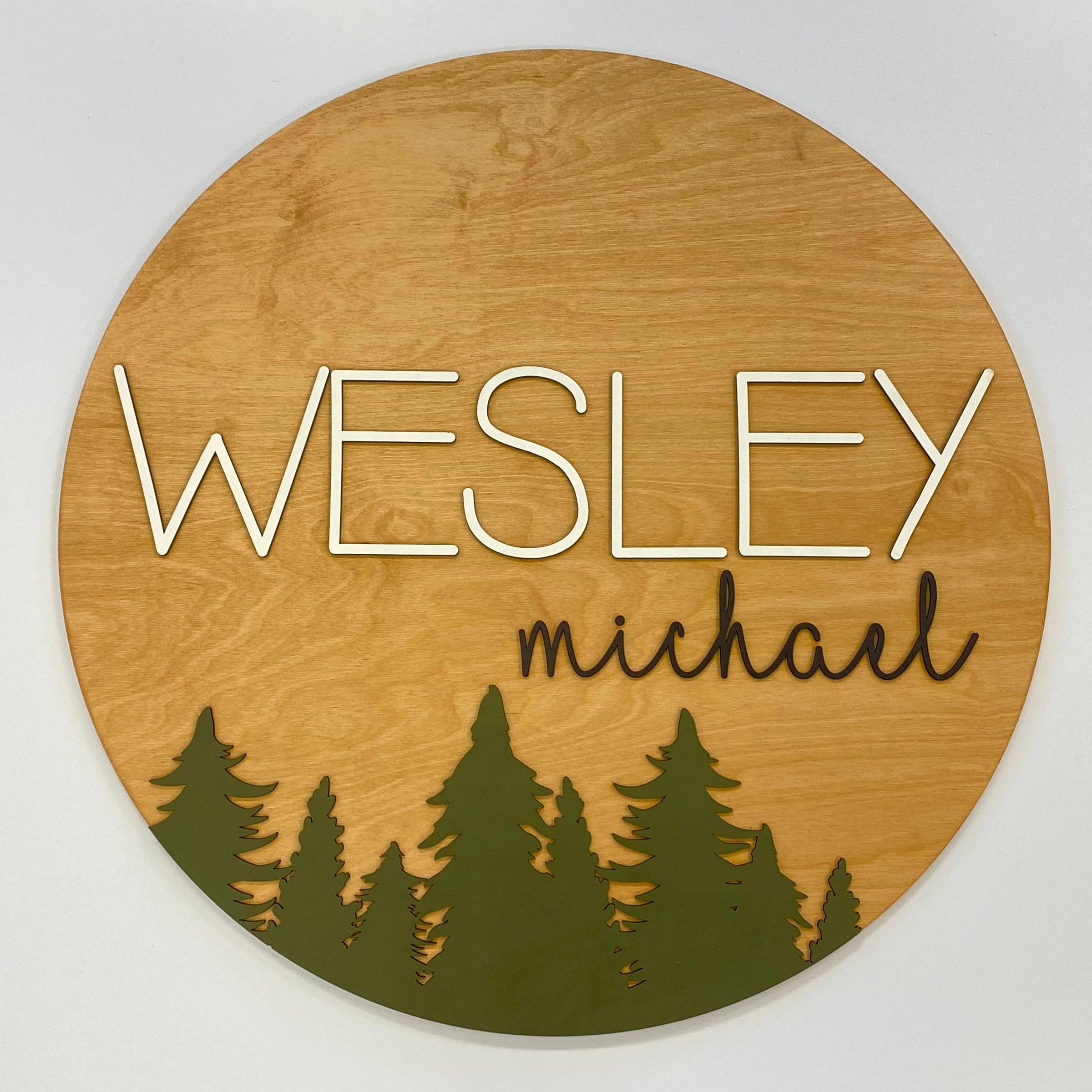 Sugar + Maple Round Sign | Woodland