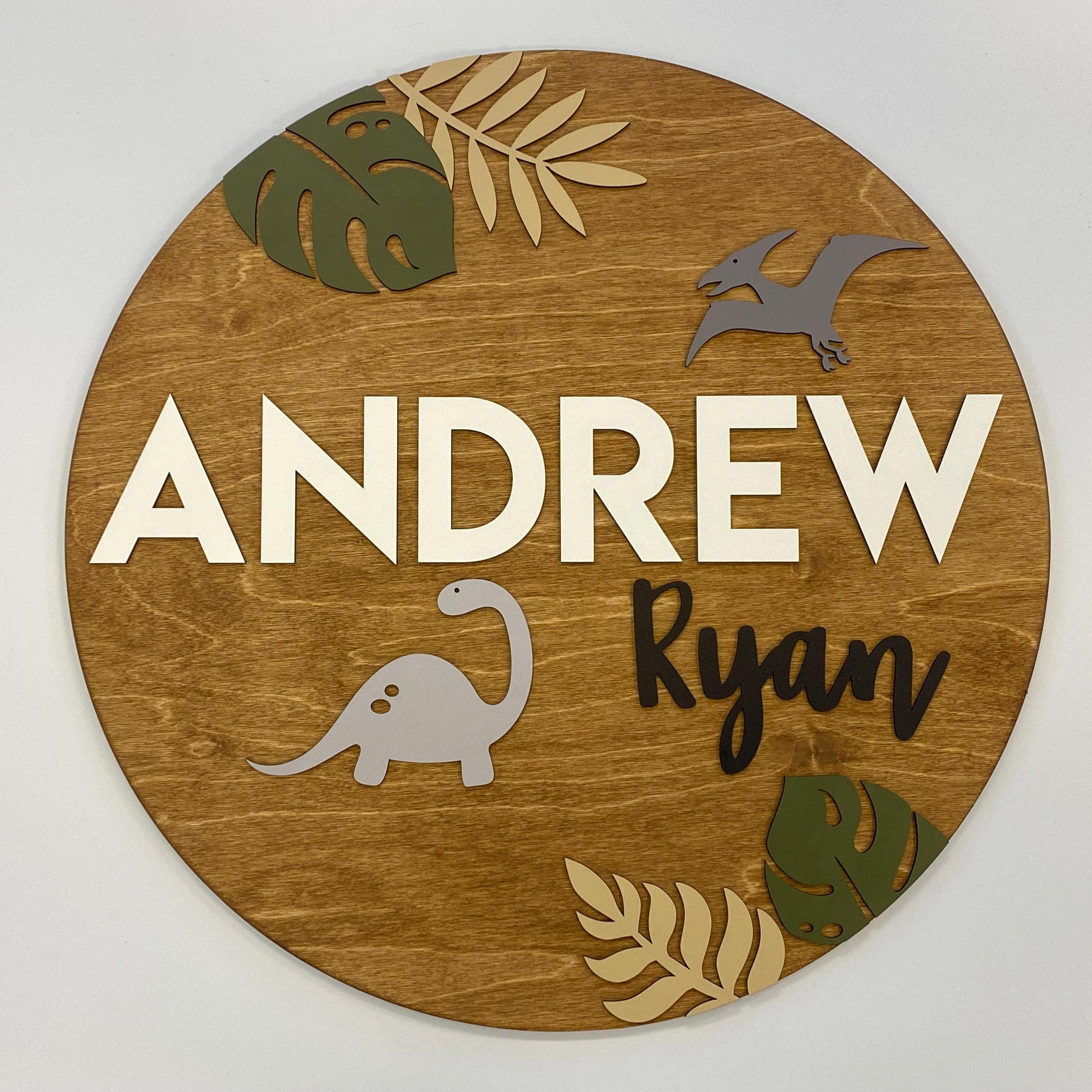 Sugar + Maple Round Sign | Dinosaur