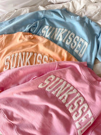 Sunkissed Coconut Lottie Pink Varsity Sunkissed Embroidered Mockneck Sweatshirt 100% Cotton