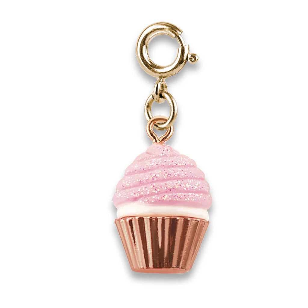 CHARM IT! Gold Pink Glitter Cupcake Char