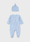Long onesie w/ hat Sky
