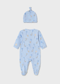 Long onesie w/ hat Sky