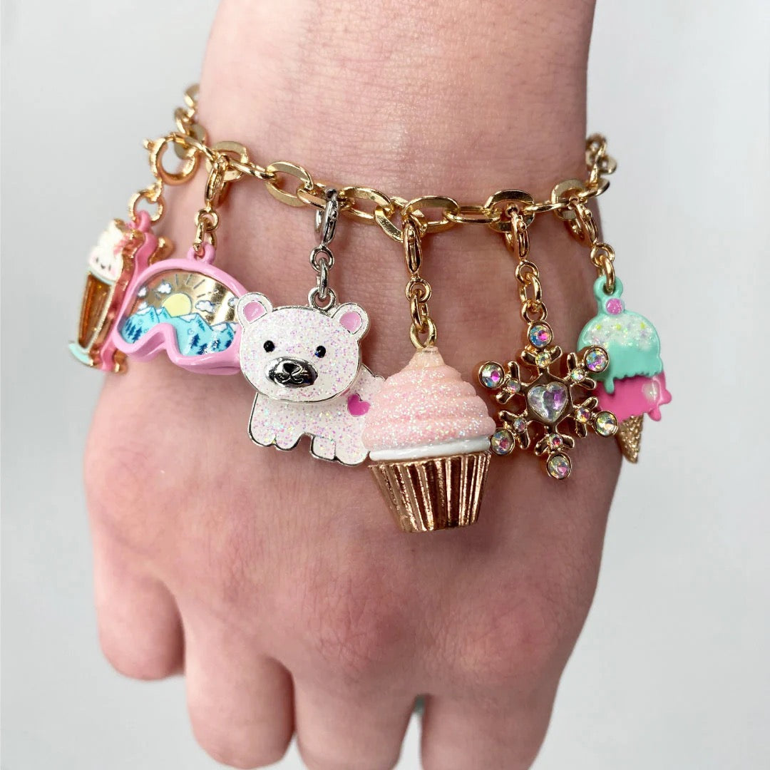 CHARM IT! Gold Pink Glitter Cupcake Char