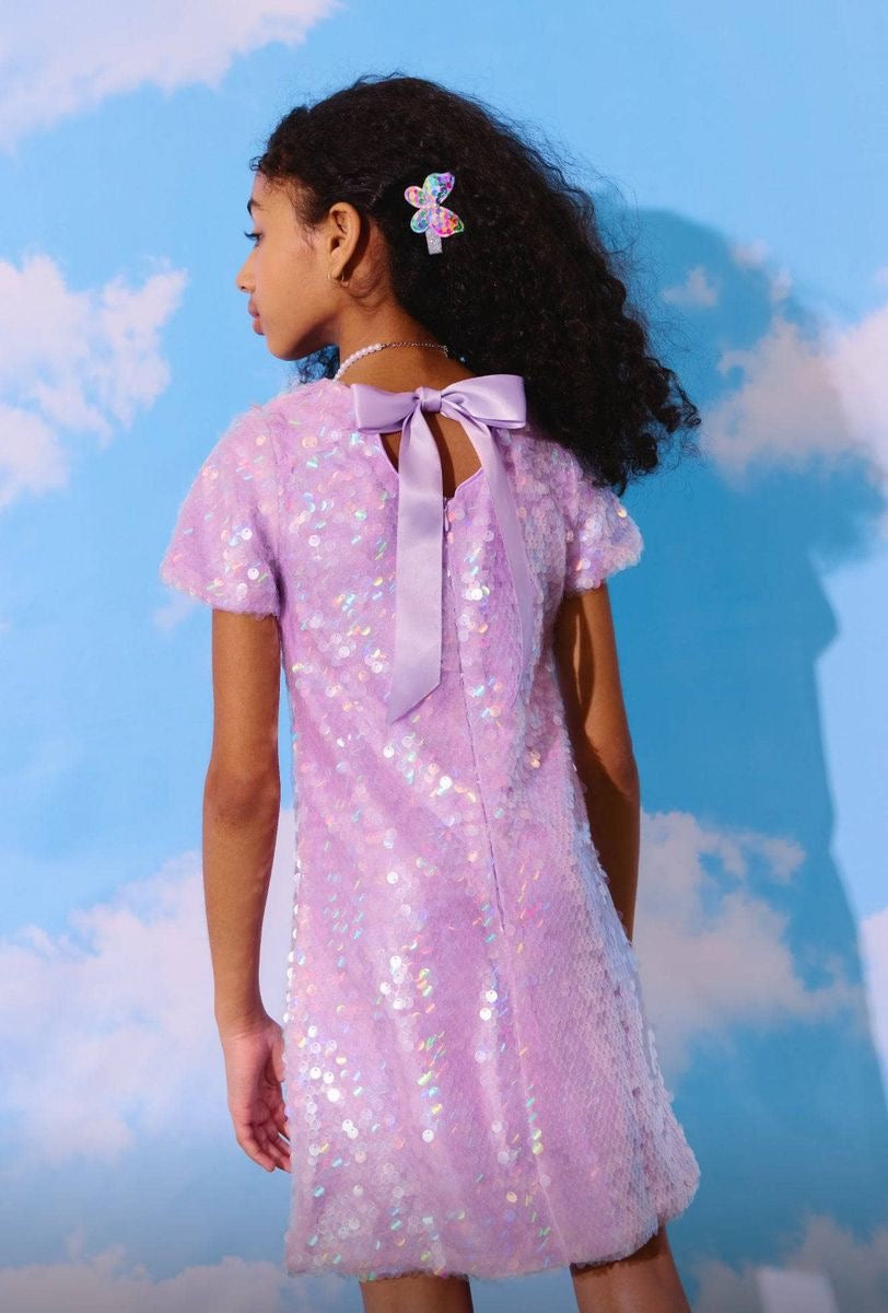 Lavender Sequin Bow Dress