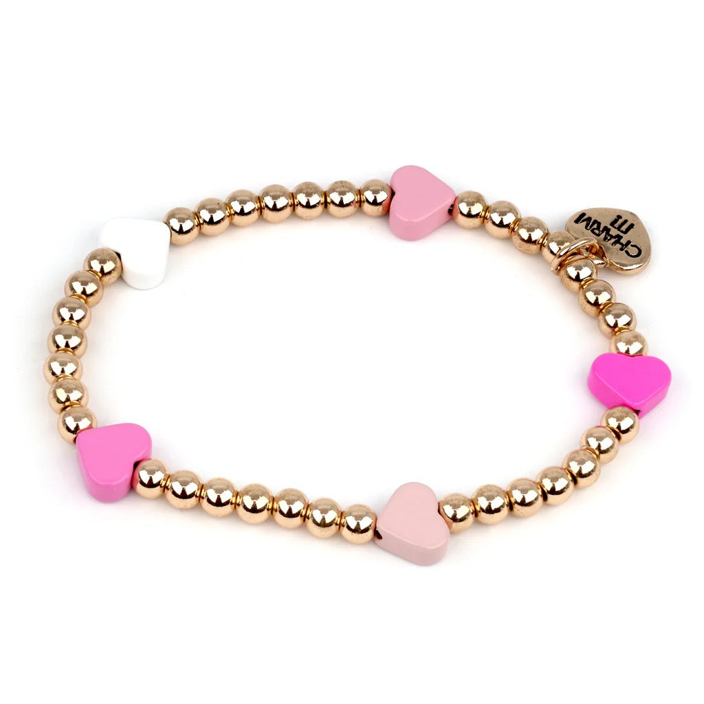 CHARM IT! Gold Pink Heart Stre