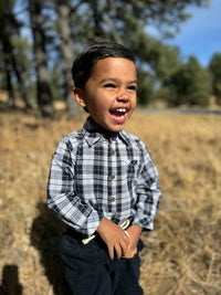 Jasper Woven Onesie Navy/White Plaid