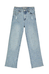 Rhinestone And Pearl Straight Leg
