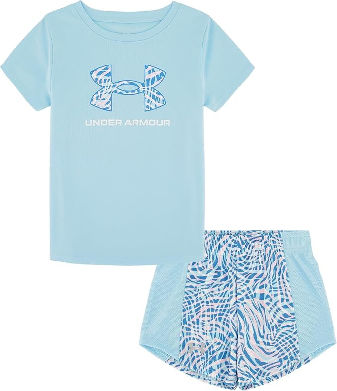 UA Printed Mesh Short Set Stream Blue