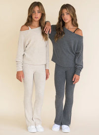 Kaveah Hacci Rib Wide Leg Pant | Charcoal