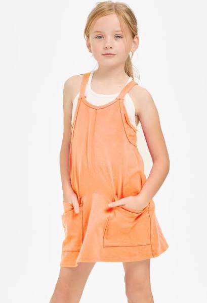 Relaxed Tank Dress with Built-In Romper Orange
