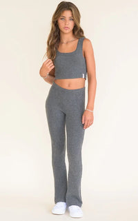 Kaveah Hacci Rib Wide Leg Pant | Charcoal