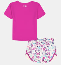 UA Printed Woven Short Set Fluo Fuchsia