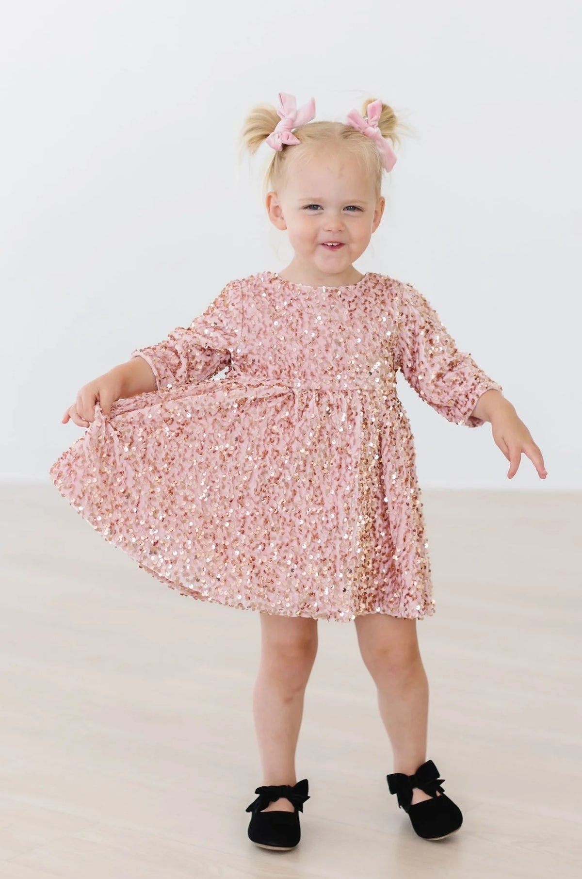 Mila & Rose Rose Gold Velvet Sequin Dress